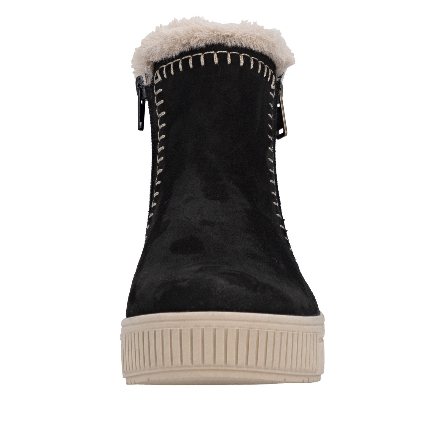 Suede Ankle Boots with Front Detail in Black