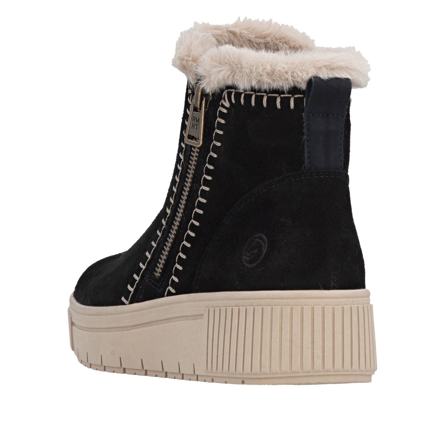 Suede Ankle Boots with Front Detail in Black
