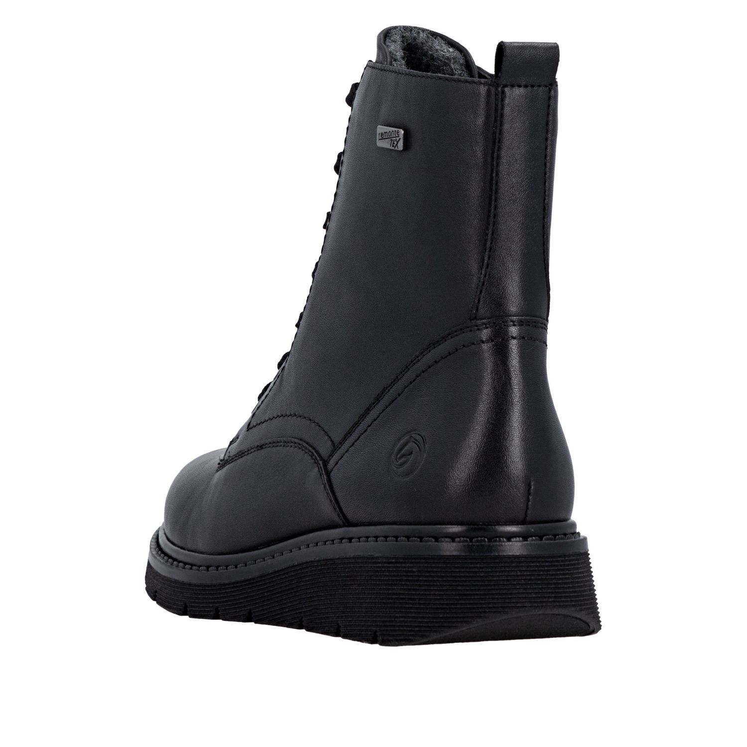 Lace-Up Leather Boots with Zipper in Black