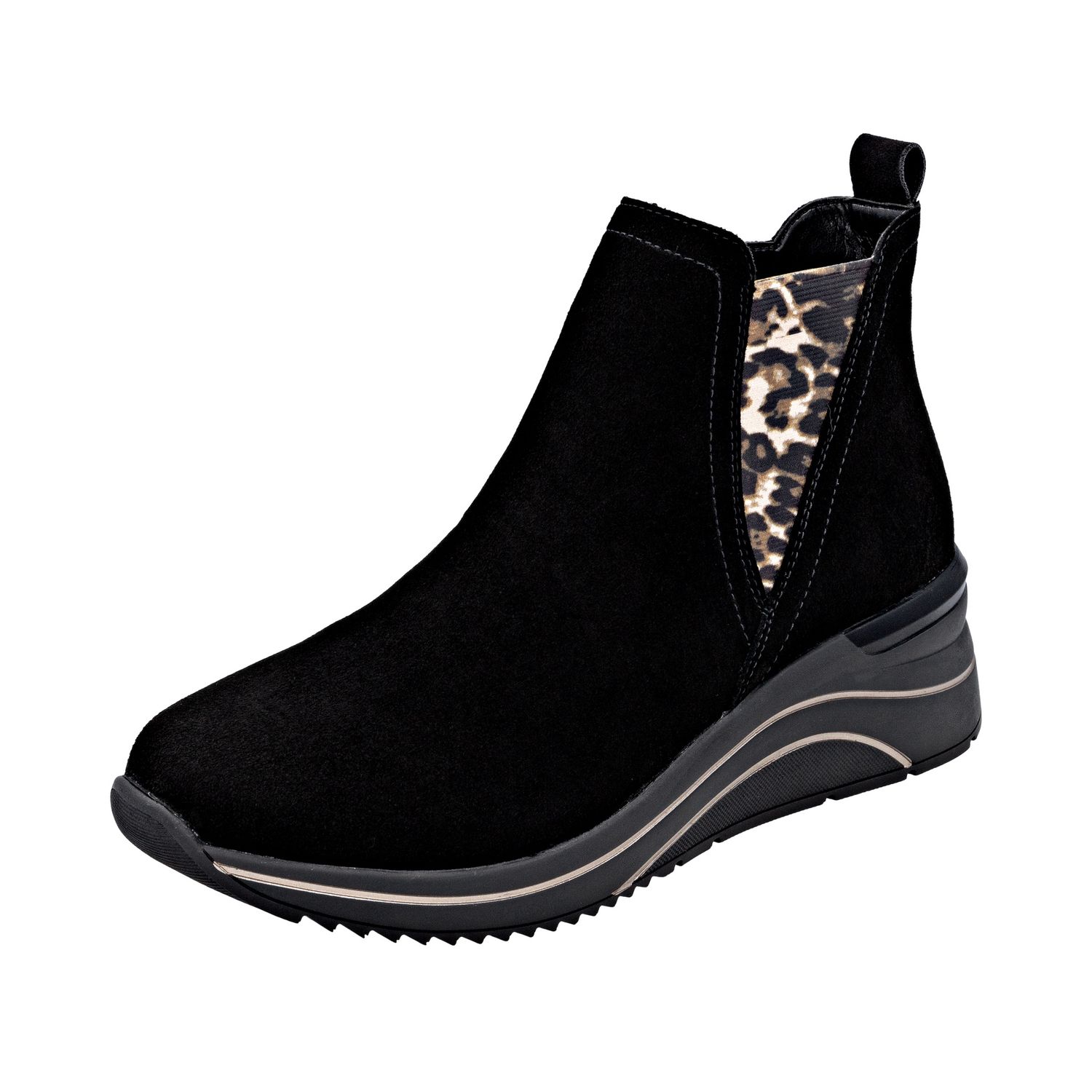 Wedge Ankle Boot in Black Combi