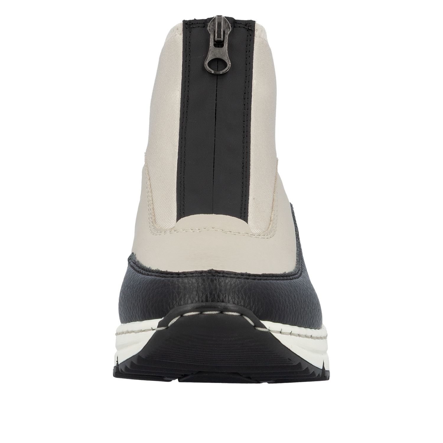 Ankle Boots with Front Zipper in Beige