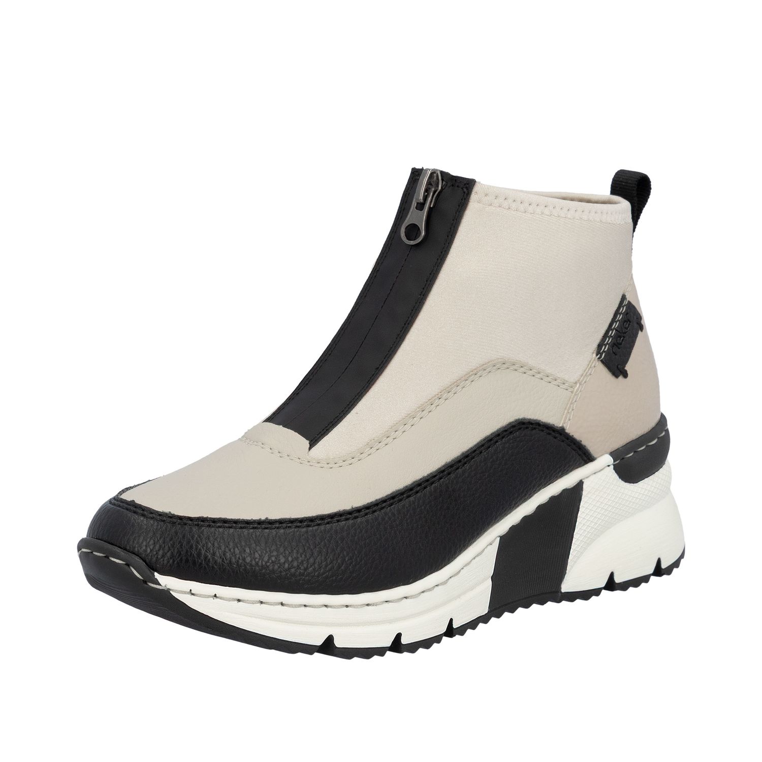 Ankle Boots with Front Zipper in Beige