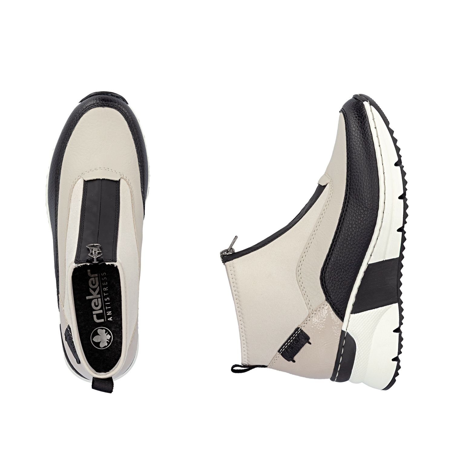 Ankle Boots with Front Zipper in Beige
