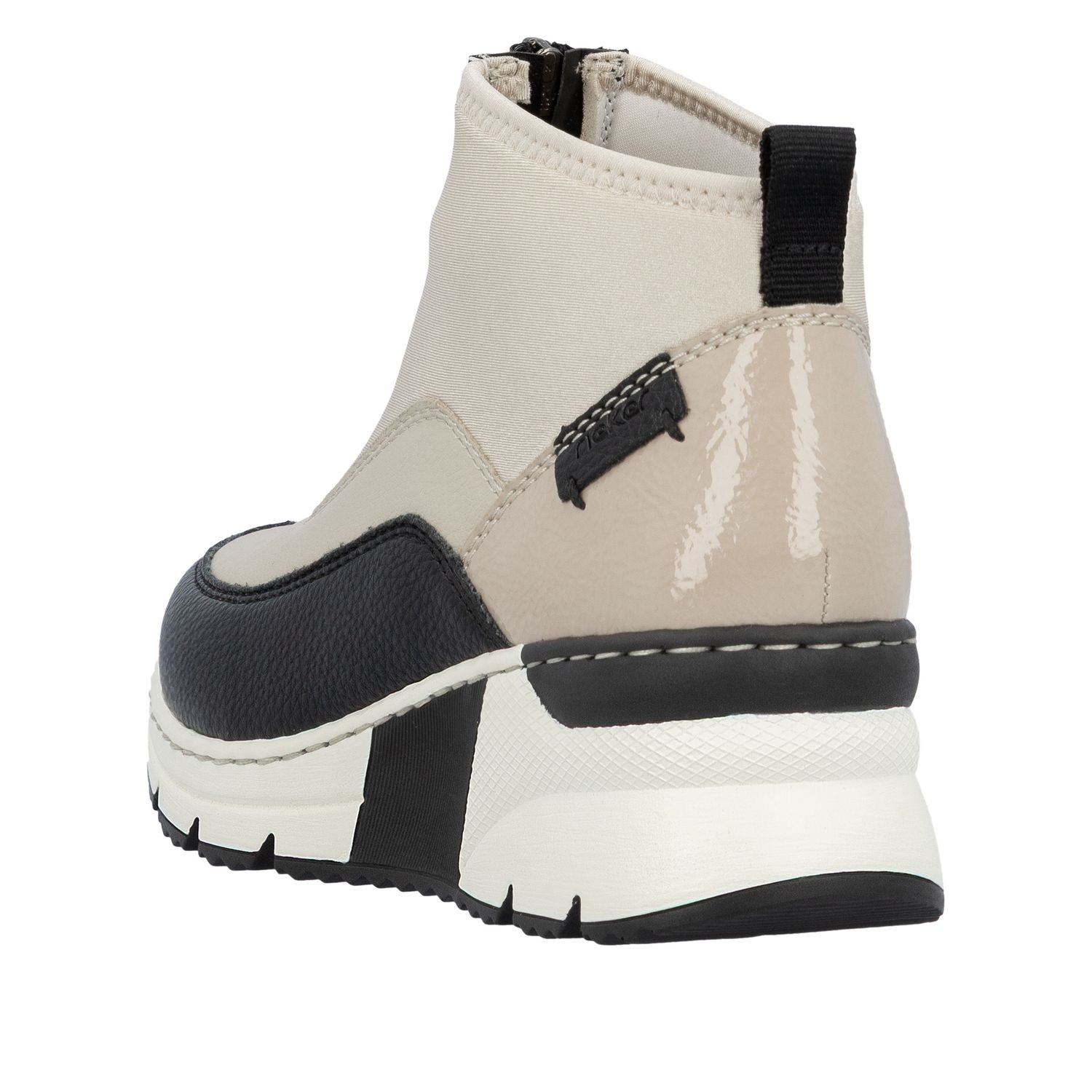 Ankle Boots with Front Zipper in Beige