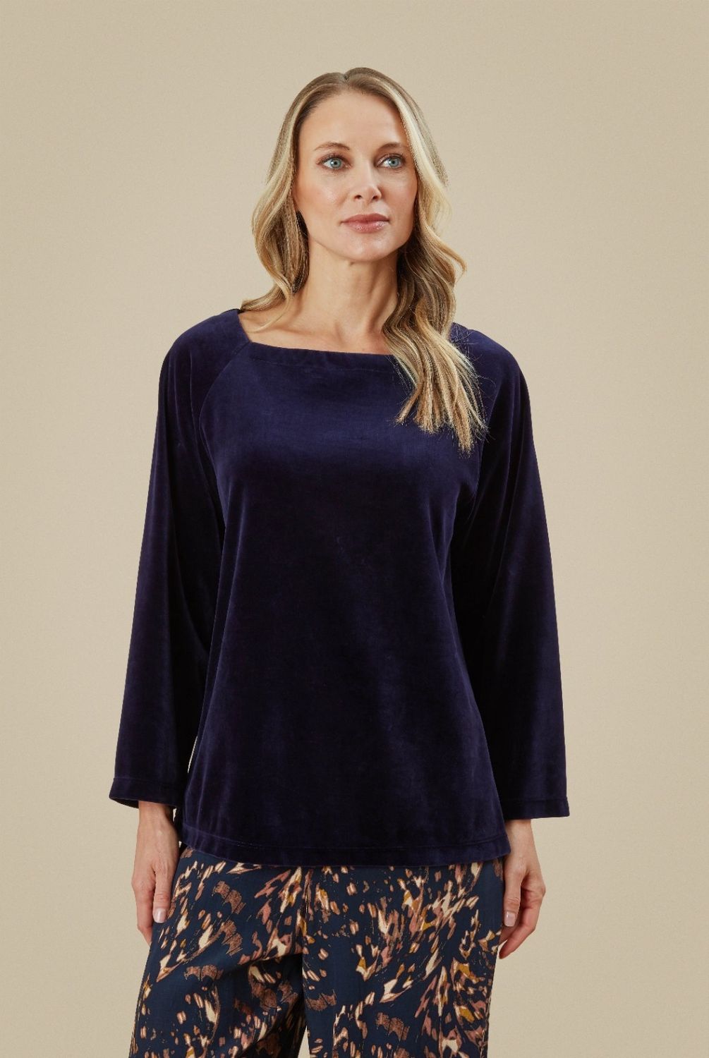 Crista Top Solid Stretch Velvet In Purple Moonlight