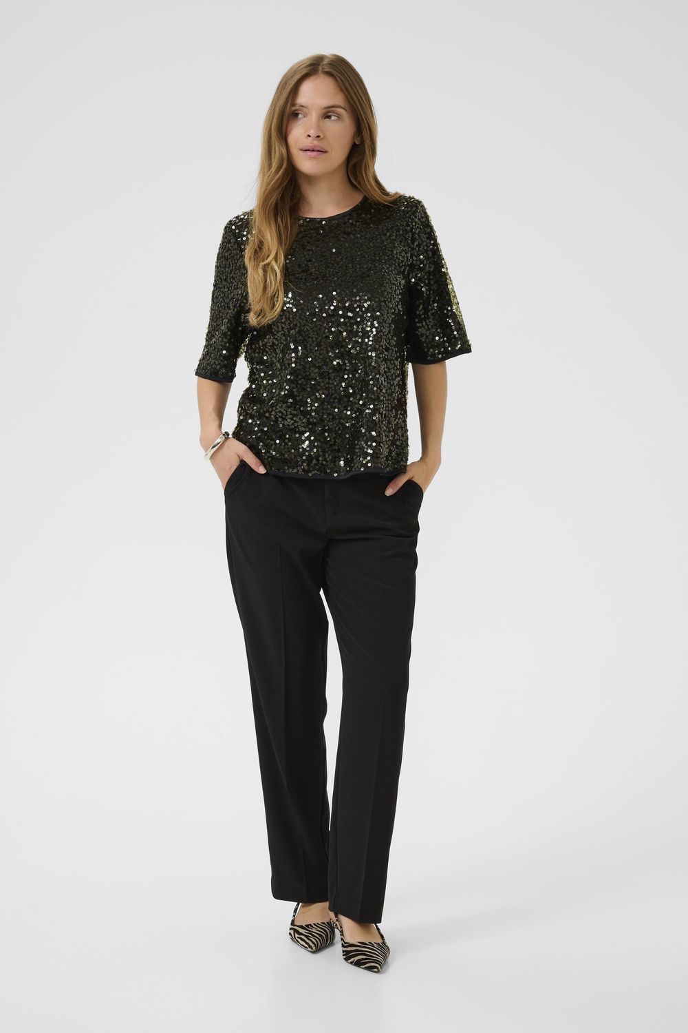 Melia SS Blouse in Olive Night