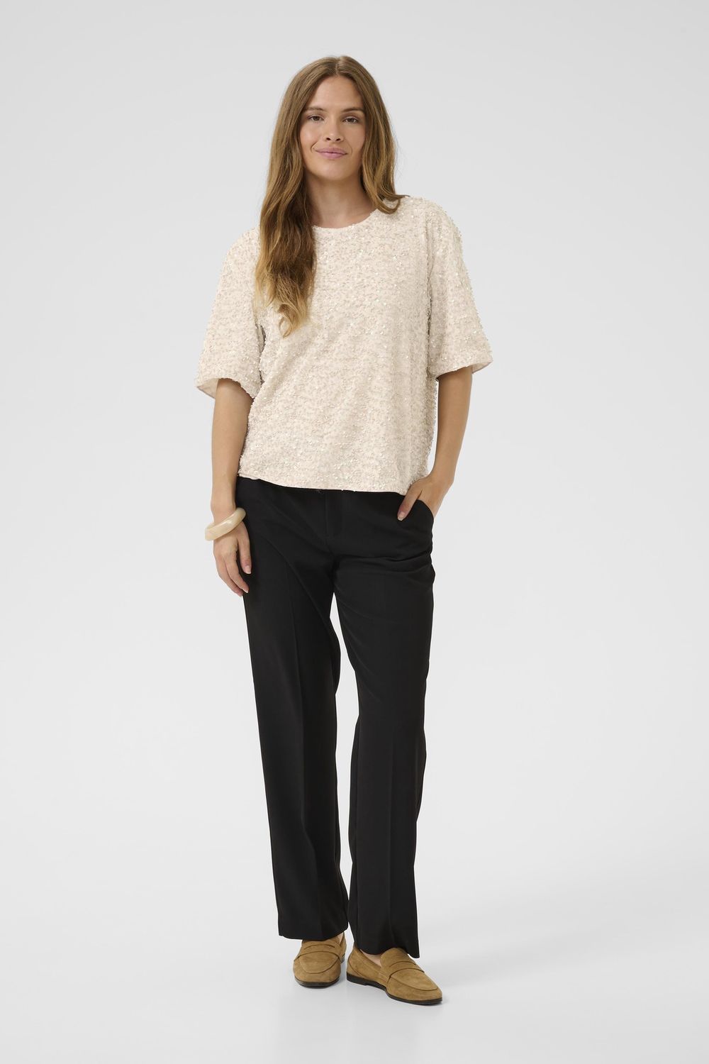 Nali SS Blouse in Whitecap