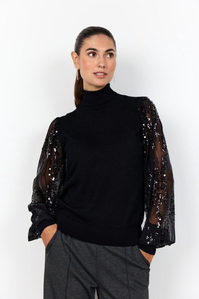Dollie High Neckline Pullover in Black