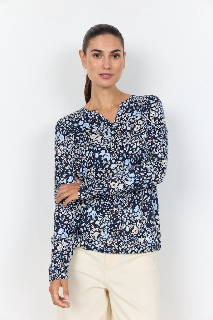 Felicity Aop Blouse In Navy Combi