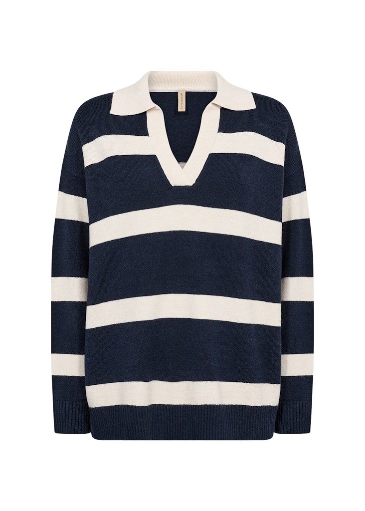 Kanita Stripe Pullover In Navy Melange Combi