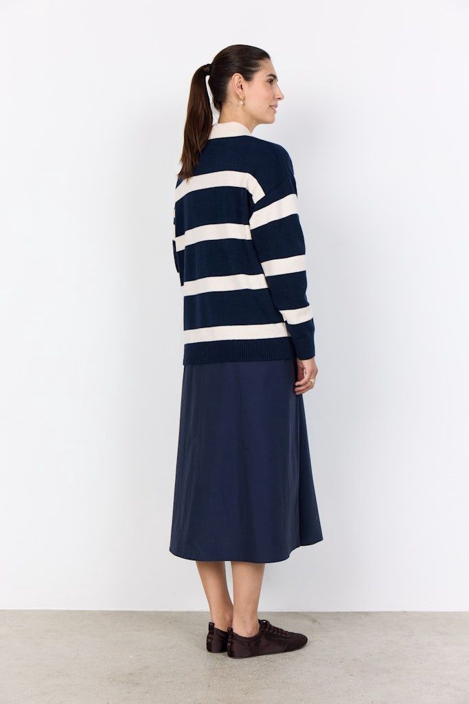 Kanita Stripe Pullover In Navy Melange Combi