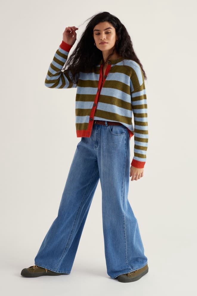 Pinwell Cardigan in Bright Shape Seagrass Mix