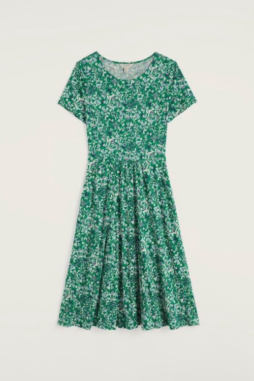 April Dress in Woodland Floral Dark Stem