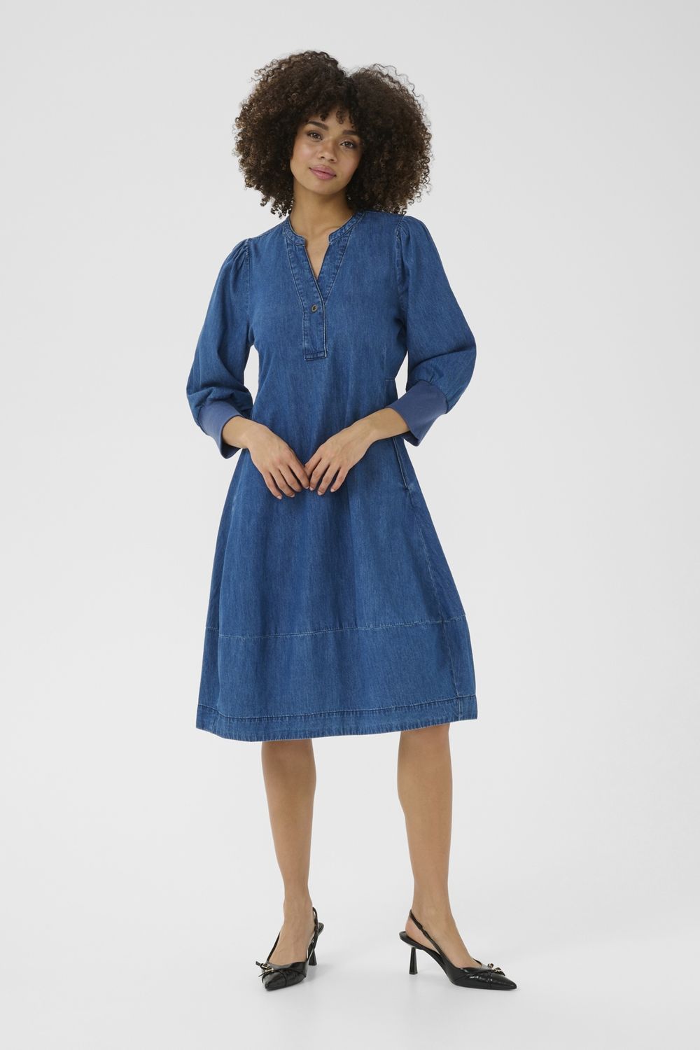 Allura Arpa 3/4 sleeve Dress in Dark Blue Wash