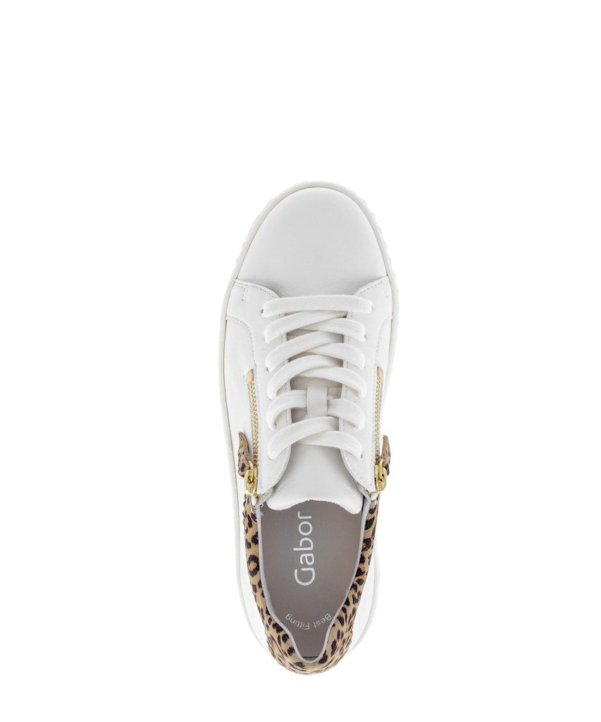 Isabella Leather Sneaker with Zipper in White