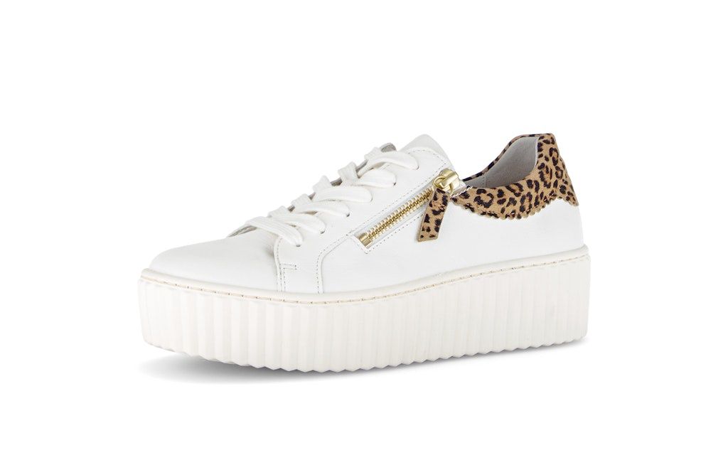 Isabella Leather Sneaker with Zipper in White