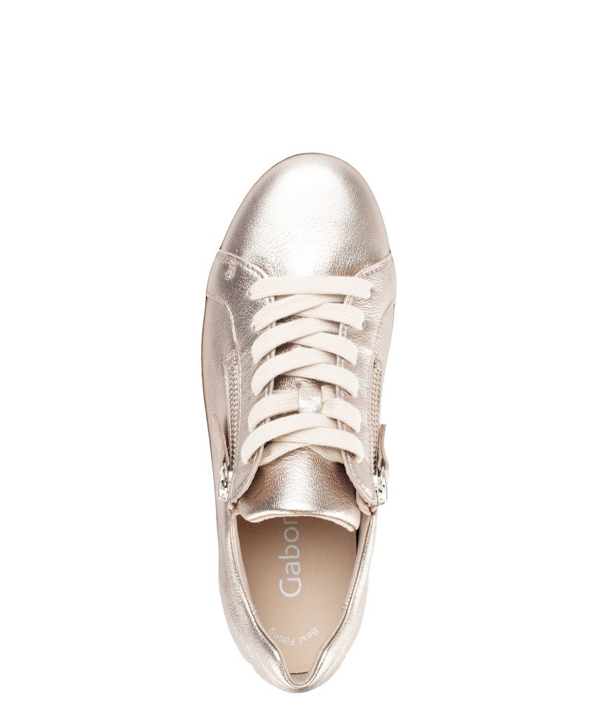 Elena Leather Sneaker with Zipper in Metallic