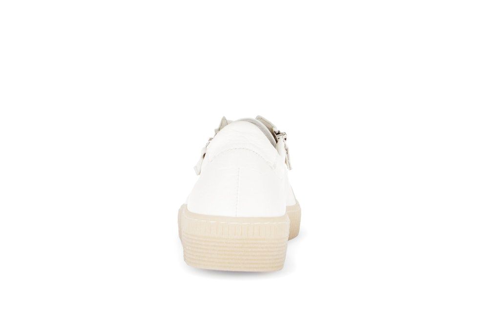 Grace Leather Sneaker with Zipper in White