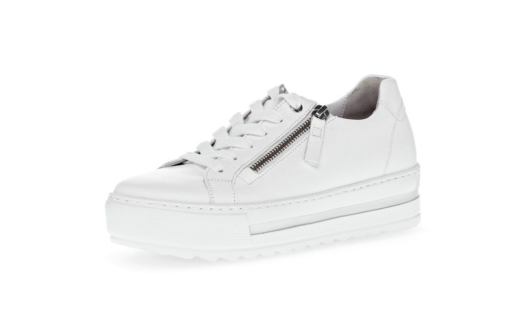 Bianca Leather Sneaker with Zipper in White