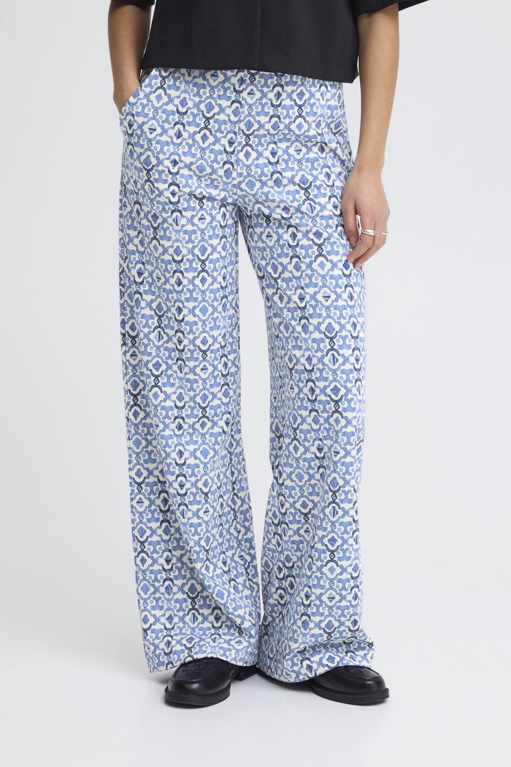 Kate Print Trousers in Sodalite Blue Ikat
