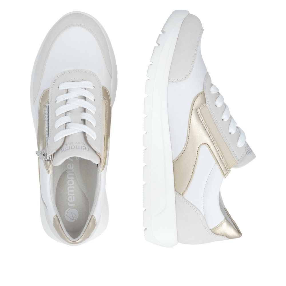 Lisa Leather Sneakers with Zipper in White