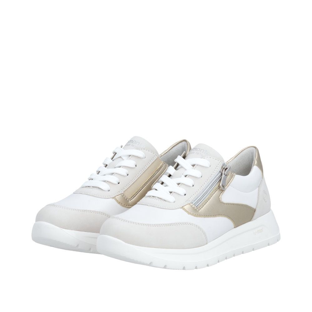 Lisa Leather Sneakers with Zipper in White