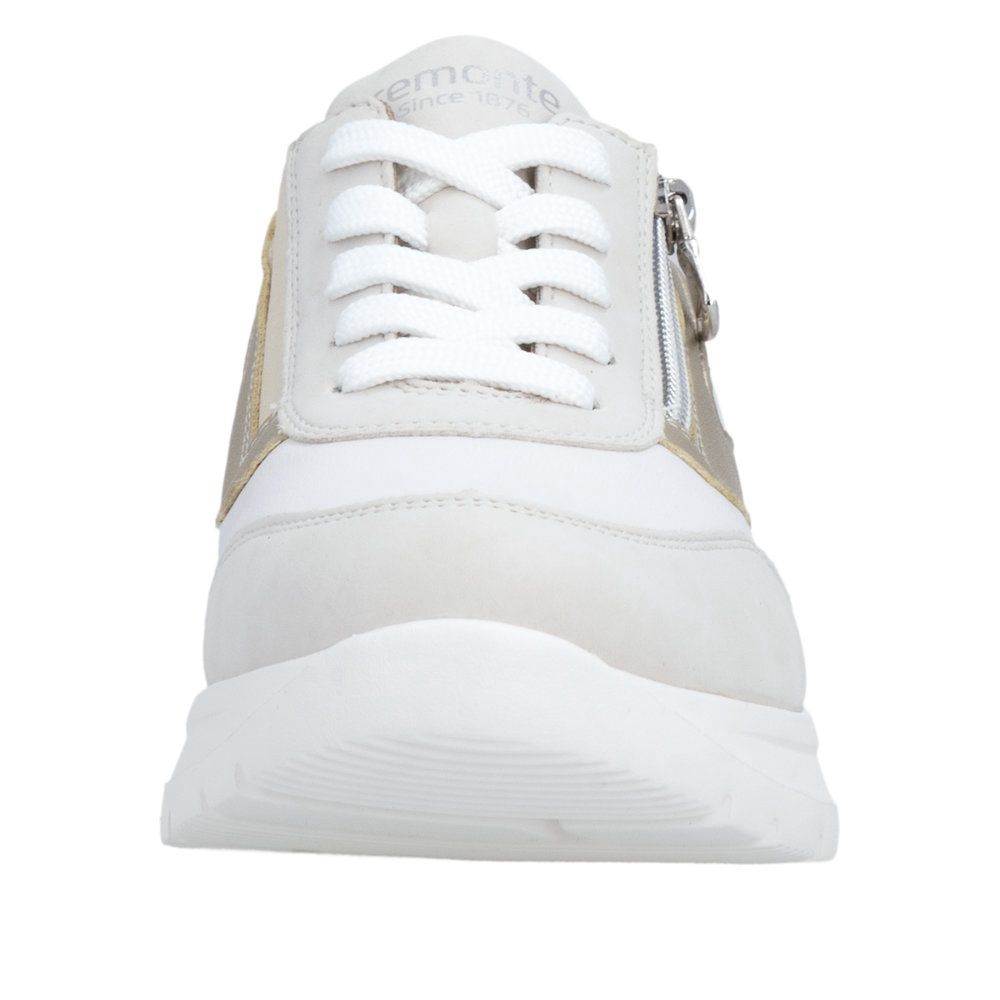 Lisa Leather Sneakers with Zipper in White