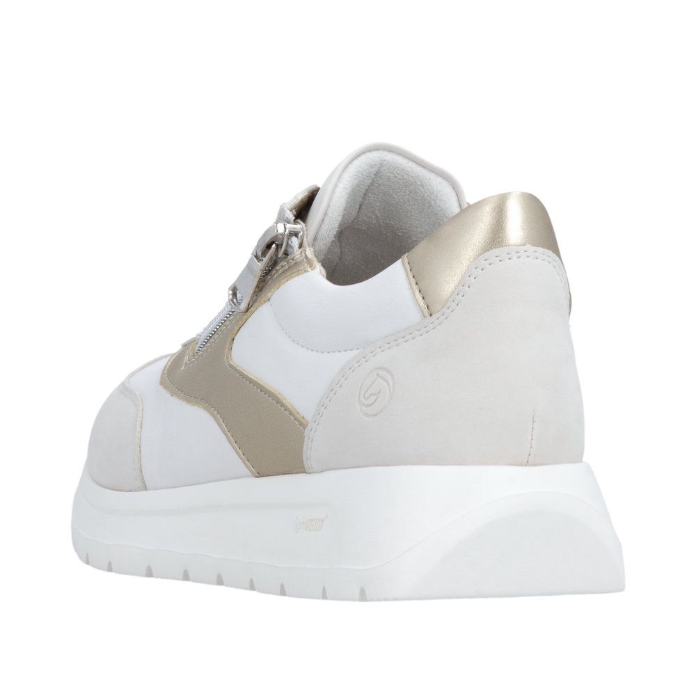 Lisa Leather Sneakers with Zipper in White