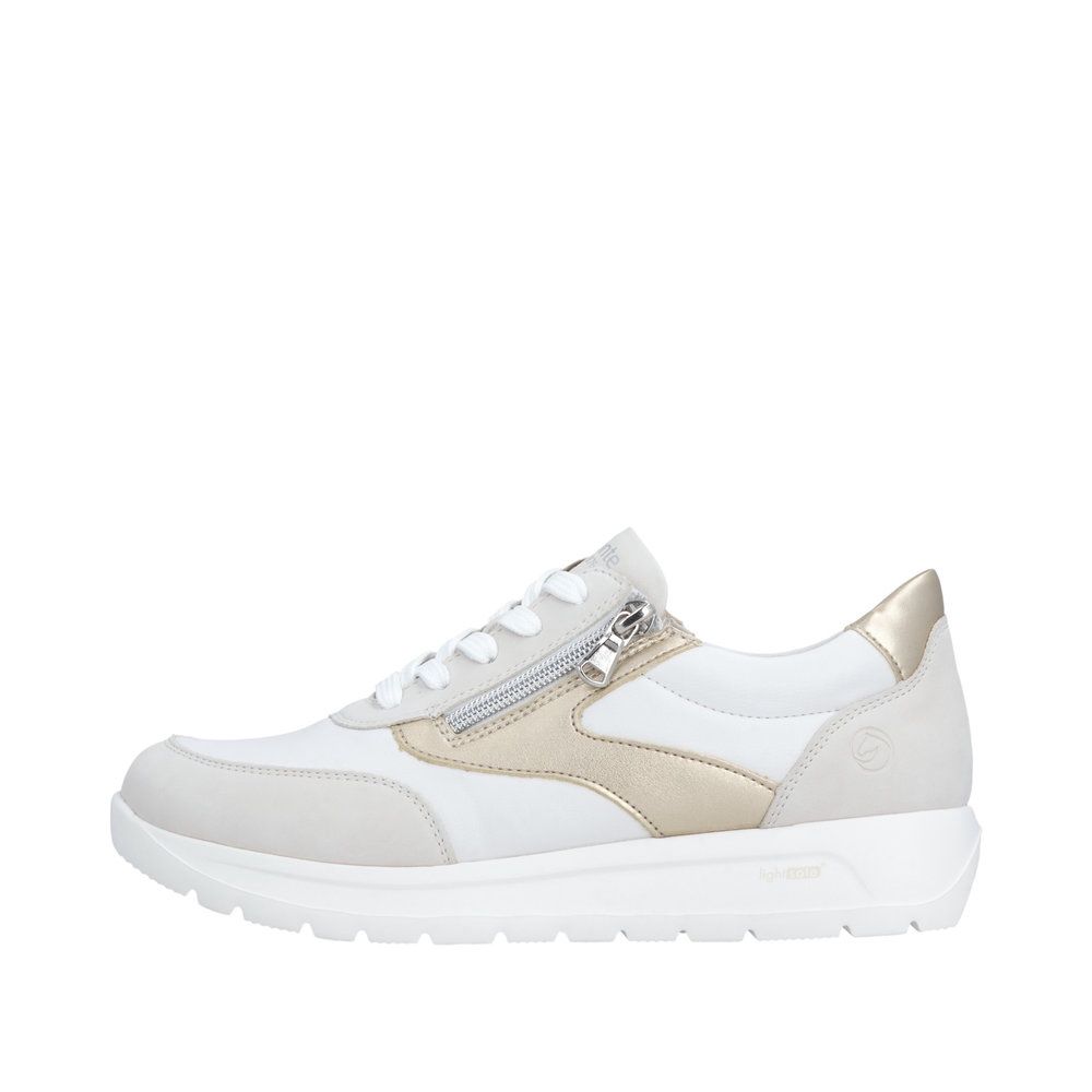 Lisa Leather Sneakers with Zipper in White