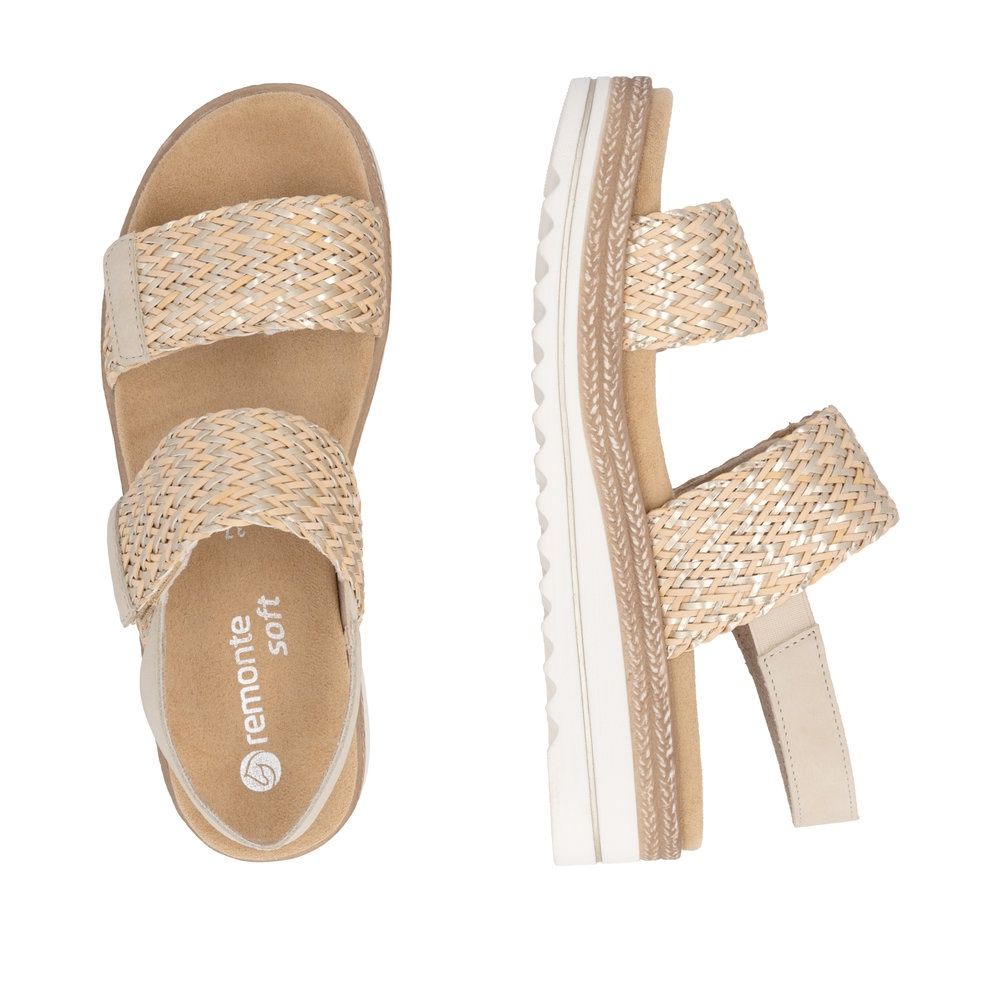 Ella Leather Sandals in Beige