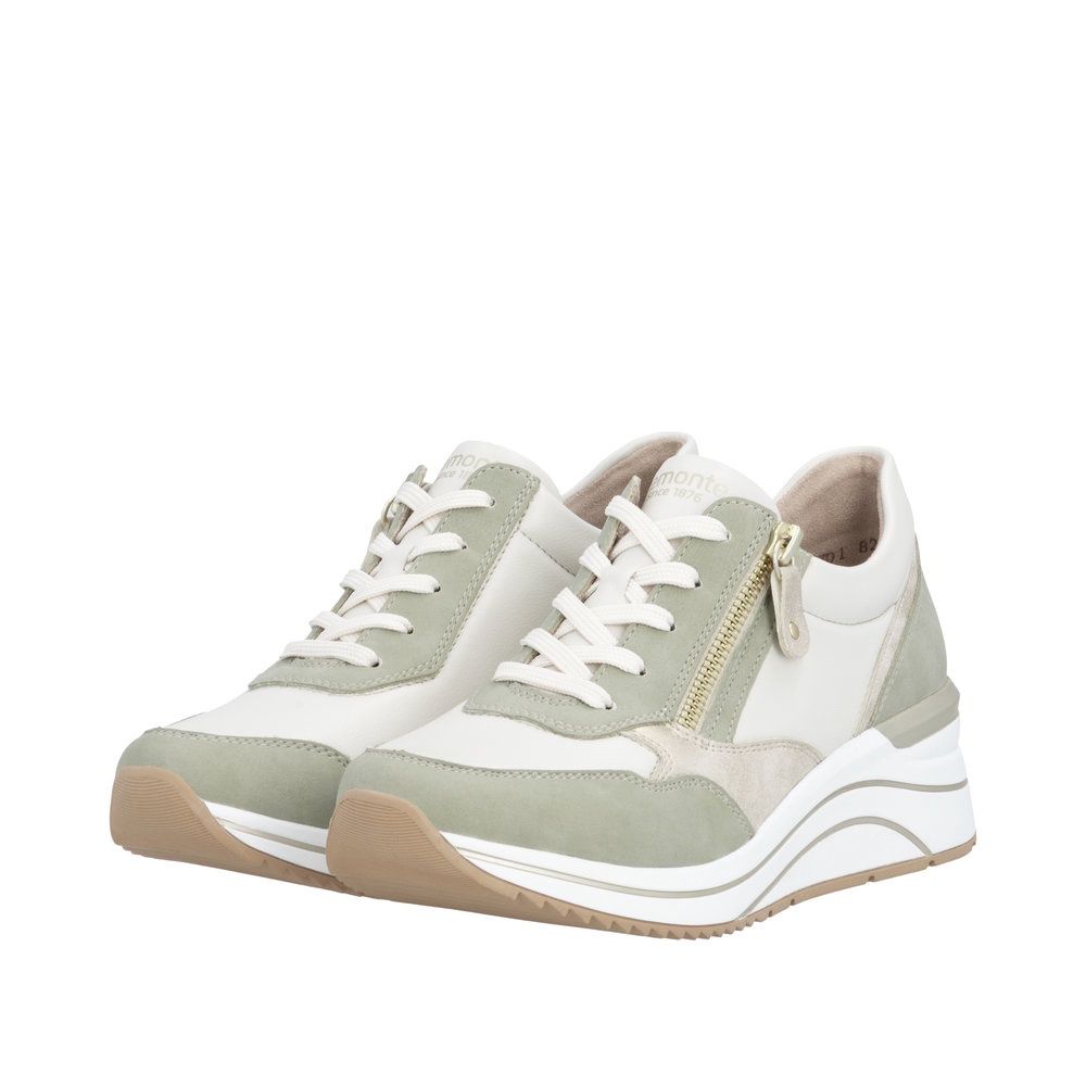 Anna Leather Sneakers with Zipper in Green