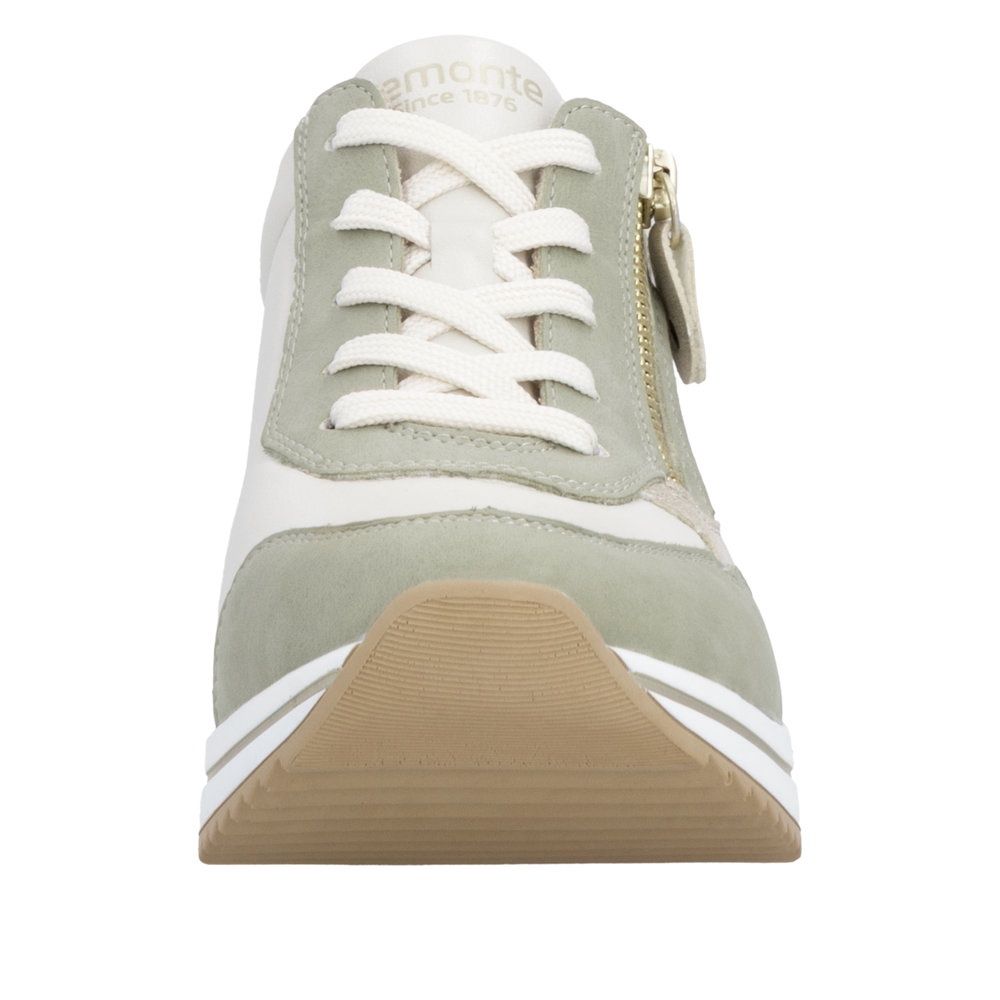 Anna Leather Sneakers with Zipper in Green