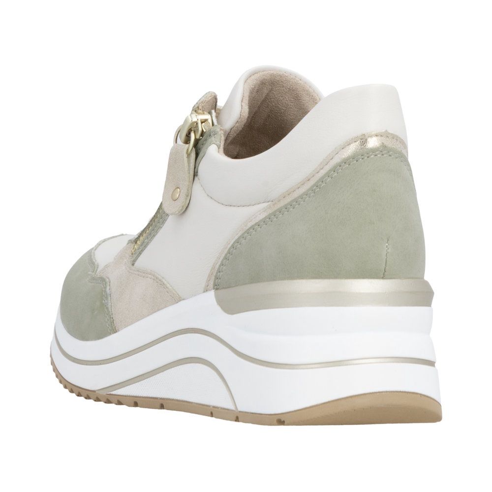 Anna Leather Sneakers with Zipper in Green