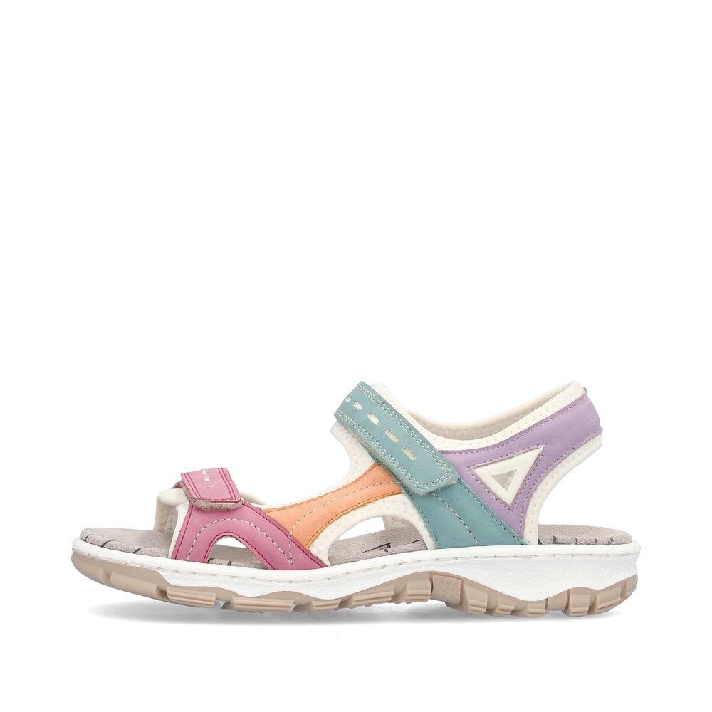 Elena Leather Sandals with Multicolour Strap