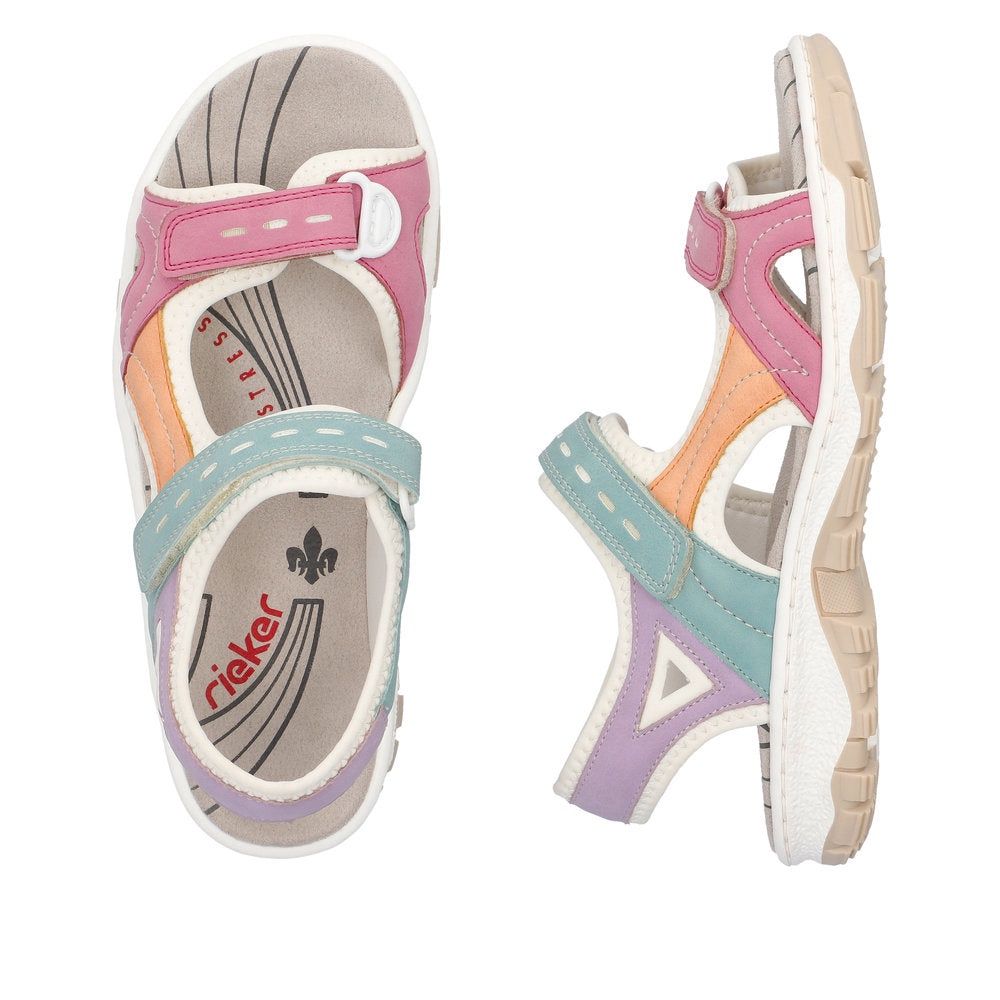 Elena Leather Sandals with Multicolour Strap