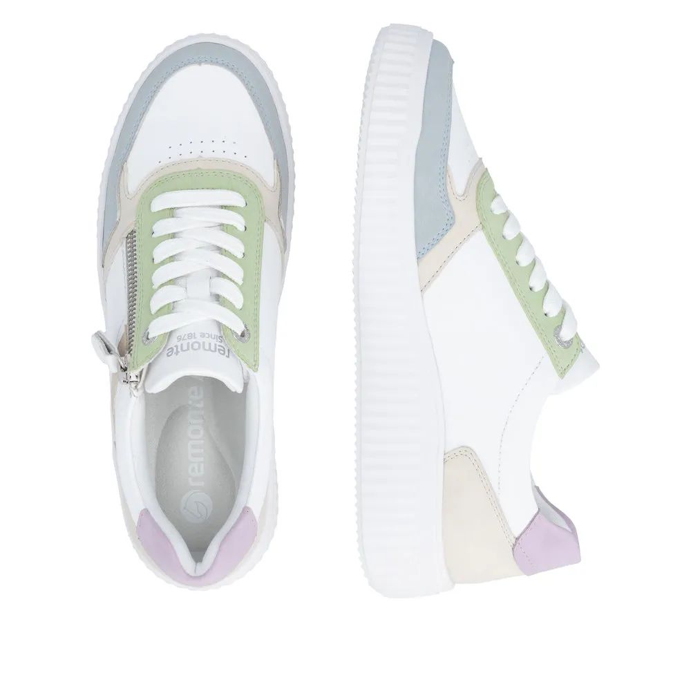 Emma Leather Sneakers with Zipper in White
