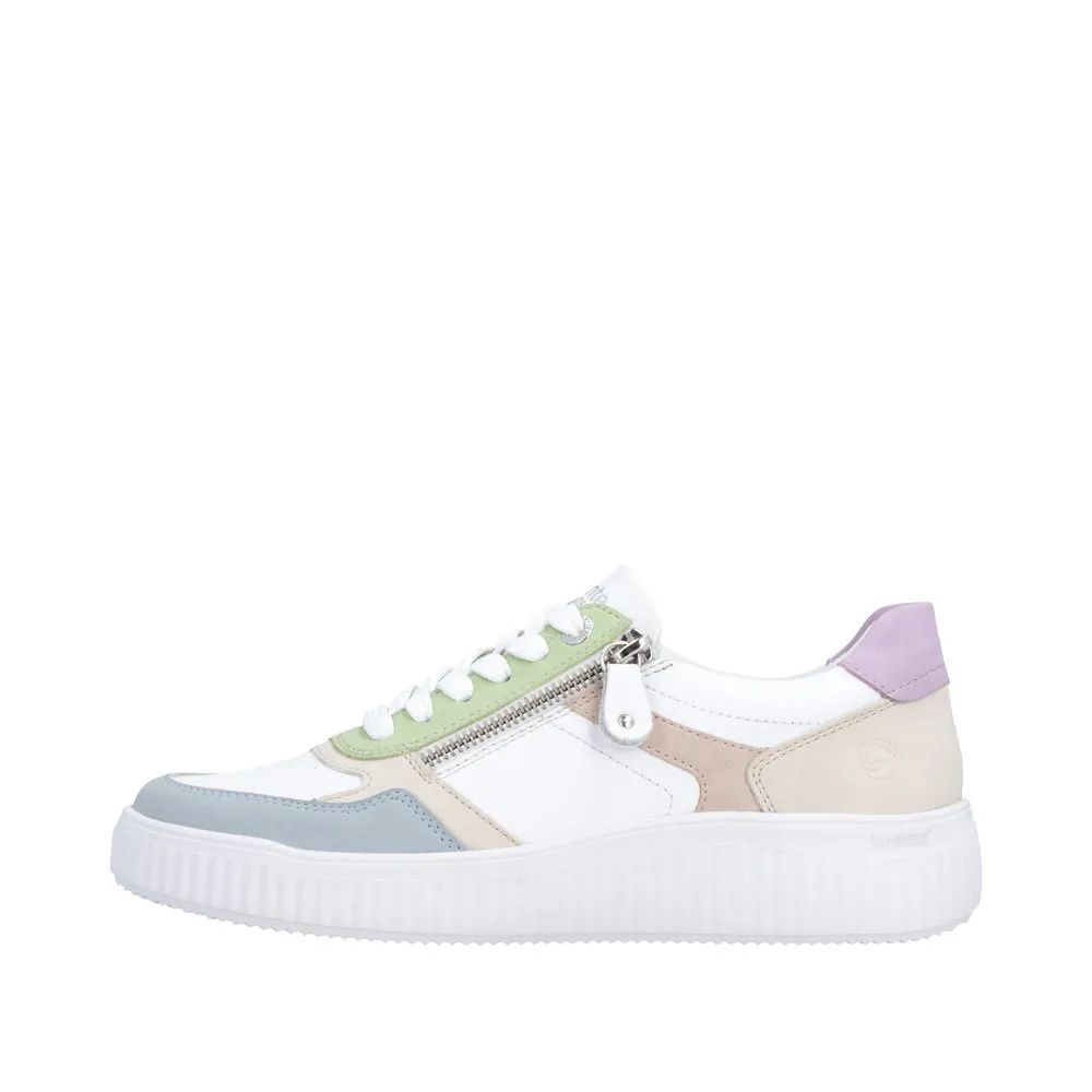 Emma Leather Sneakers with Zipper in White