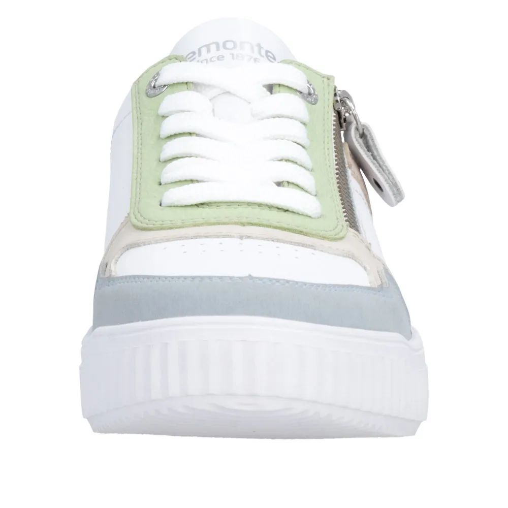 Emma Leather Sneakers with Zipper in White