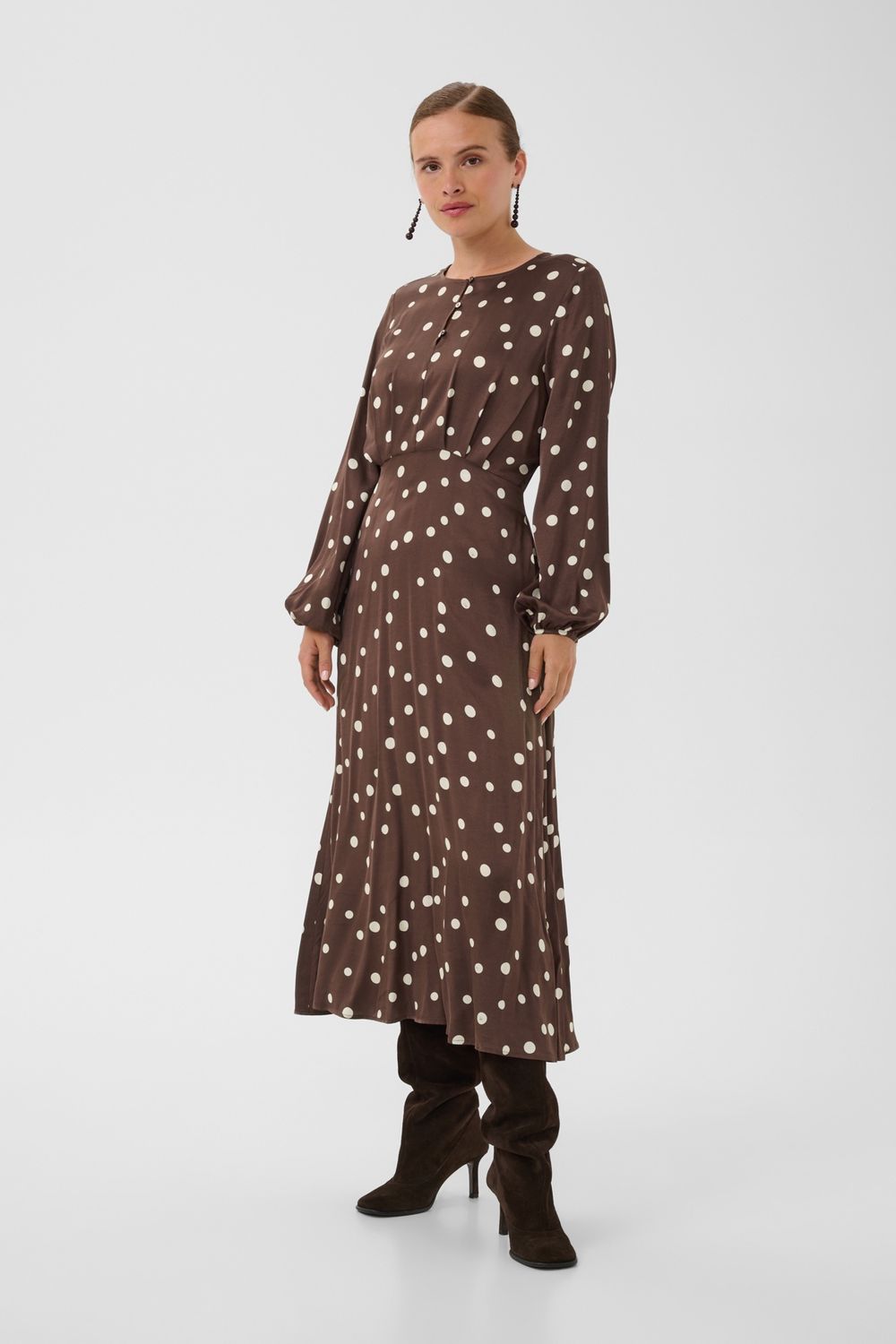 Dotty Berna Dress in Brown