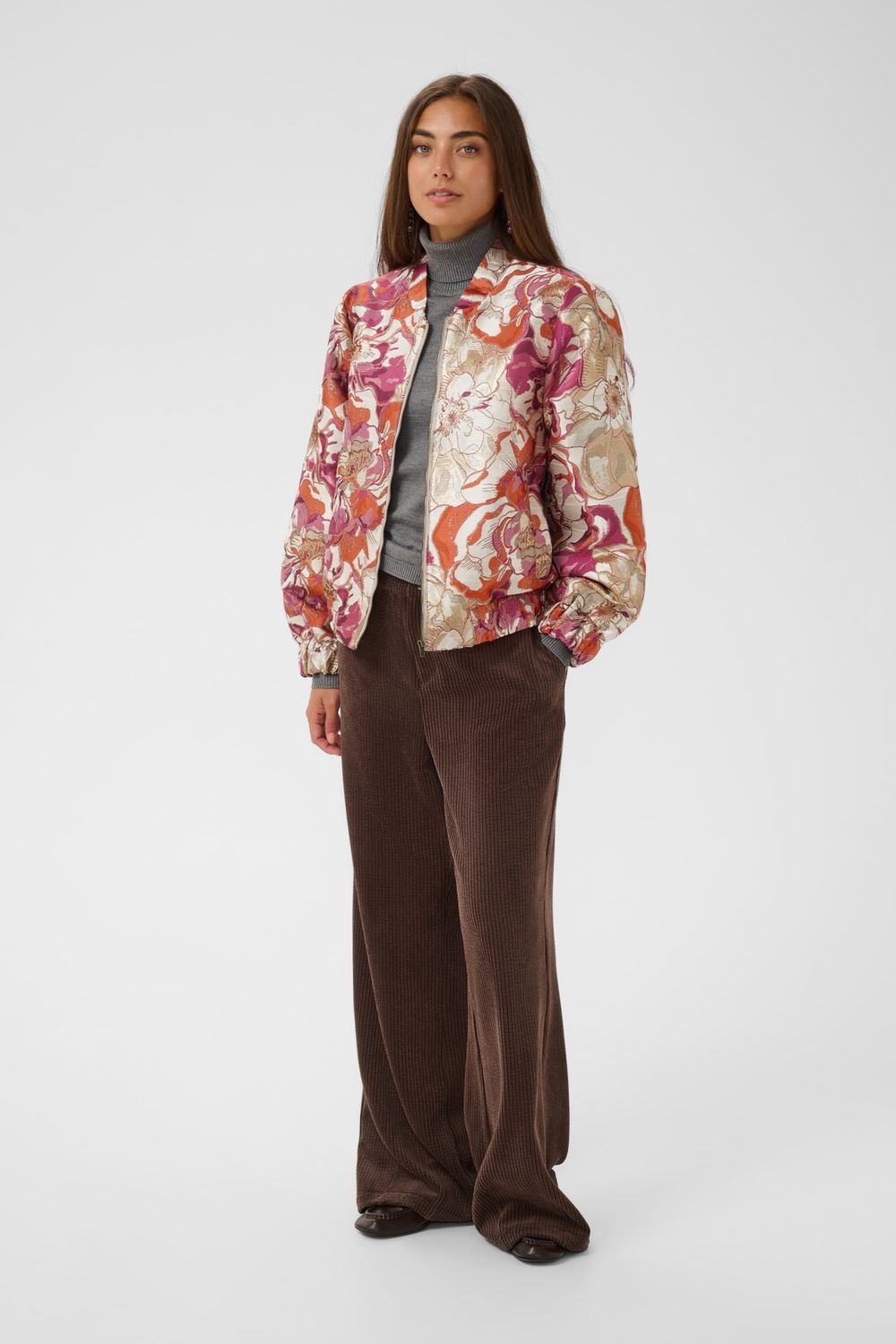 Tajana Bomber Jacket in Orange Flower