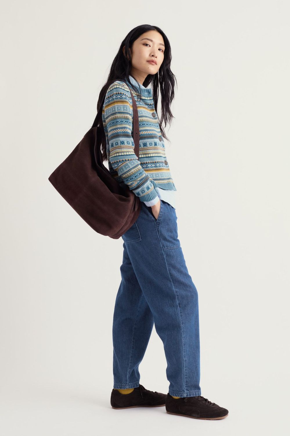 Cove Cottage Cardigan in Carved Relief Cadet Multi