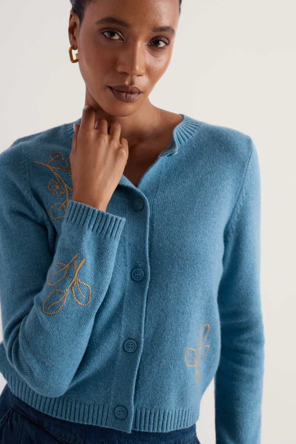 Potting Shed Cardigan in Flora Study Cadet