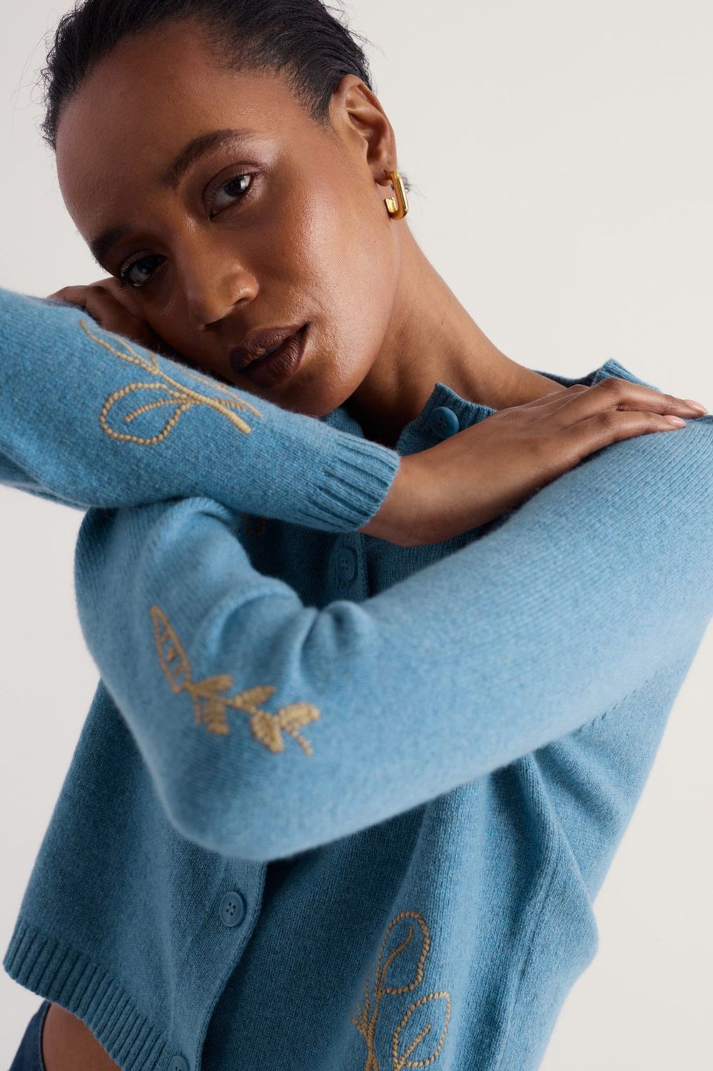 Potting Shed Cardigan in Flora Study Cadet