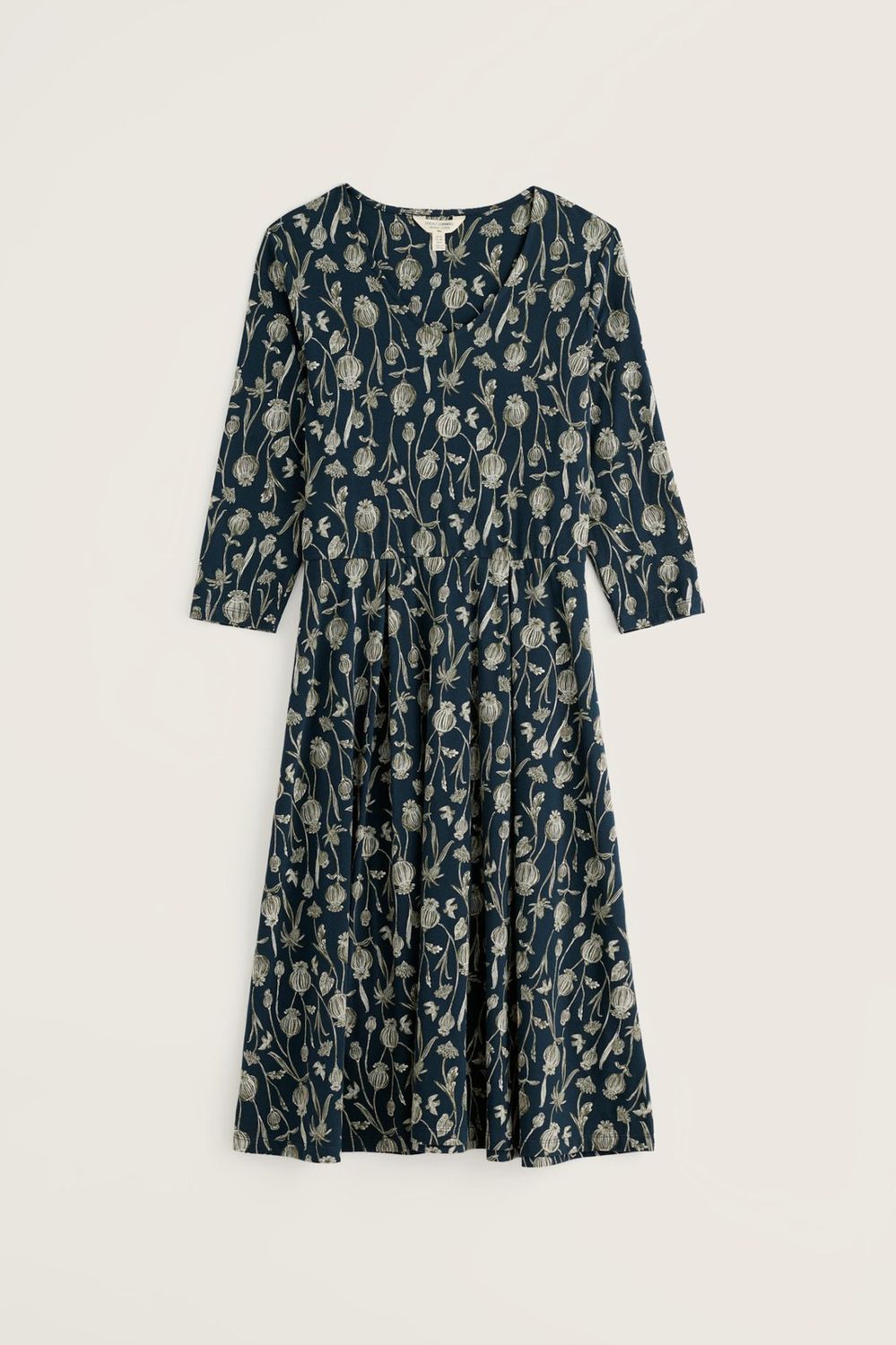 3/4 Pier View Dress in Lino Seedpods Maritime