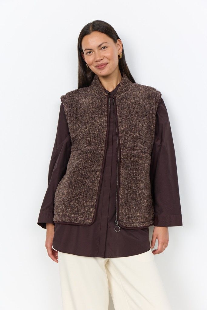 Gertrud Waistcoat in Chocolate Plum Mel Combi