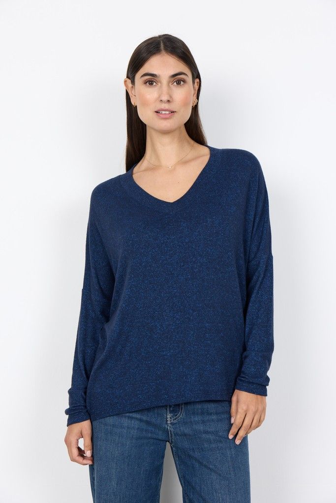 Biara Blouse in Navy Melange
