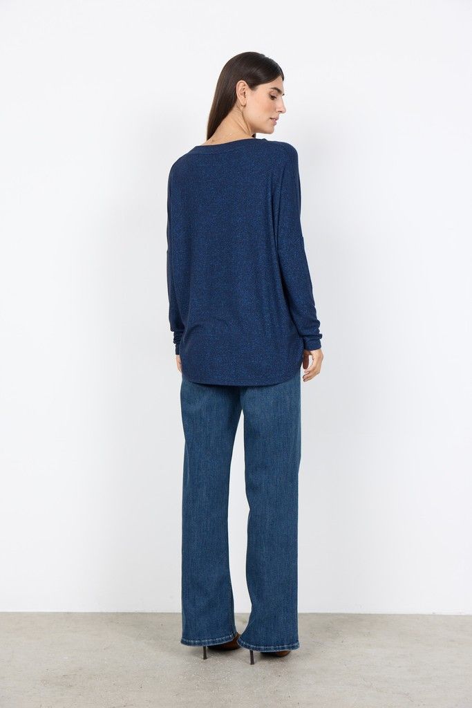 Biara Blouse in Navy Melange