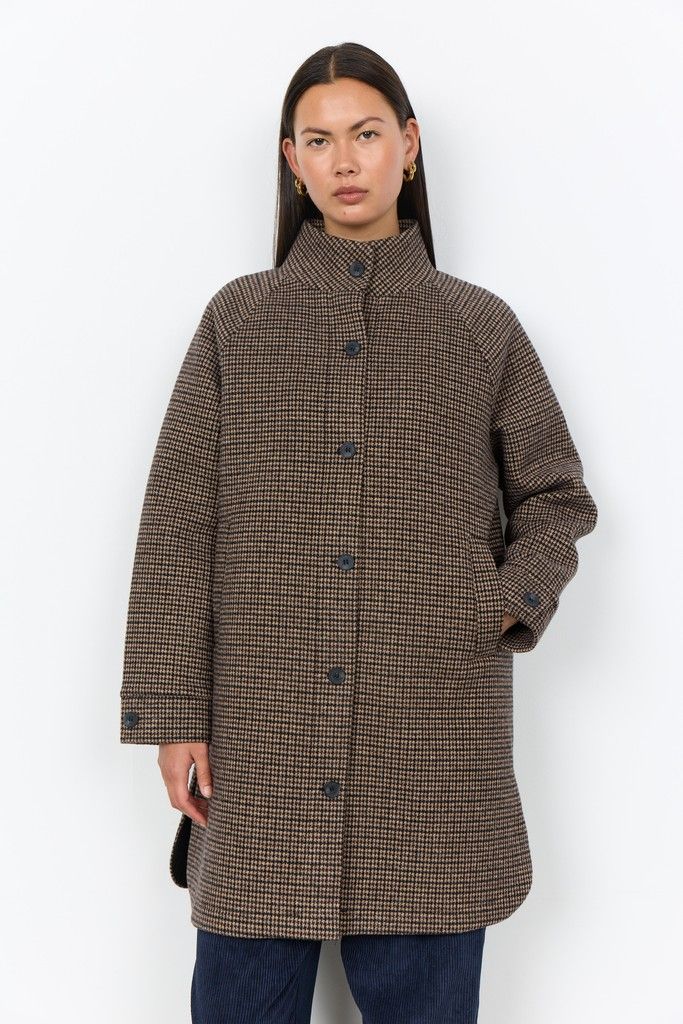 Hasti High Collar Jacket in Chocolate Plum Combi