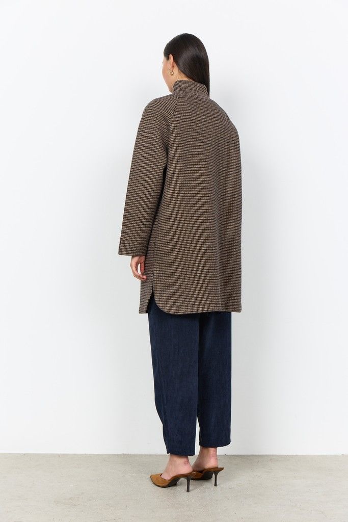 Hasti High Collar Jacket in Chocolate Plum Combi