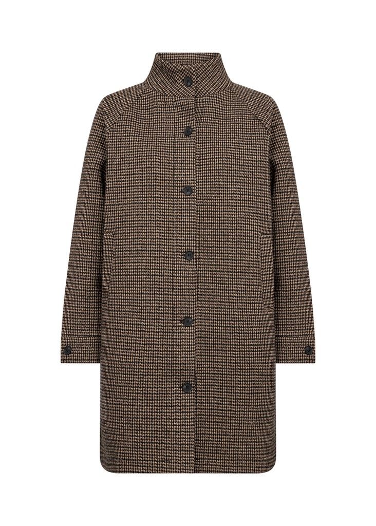Hasti High Collar Jacket in Chocolate Plum Combi